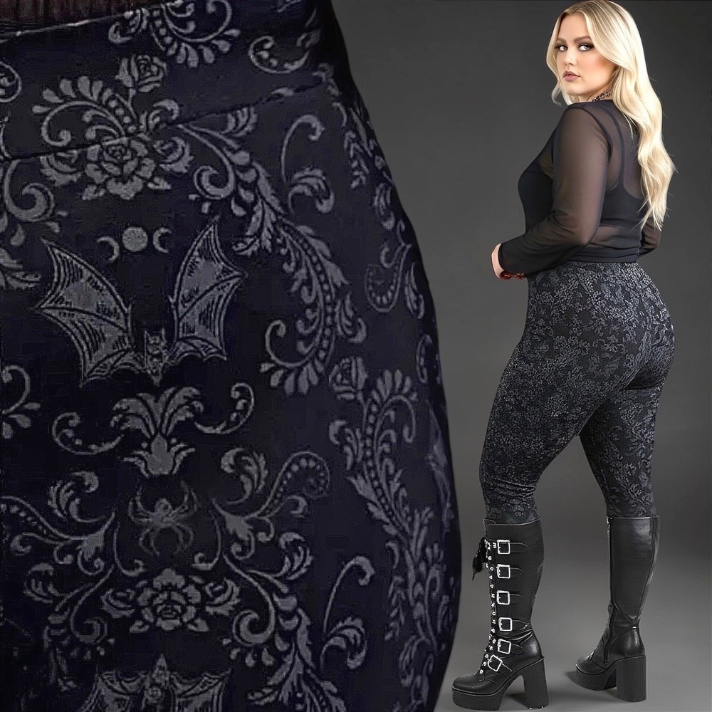 TORRID Nightfall "Bat Damask"‎ Deep Black Leggings NWT Size 4X